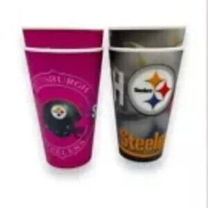 PITTSBURGH STEELERS plastic cups set of 4 Steelers logo and helmet 3D holograph